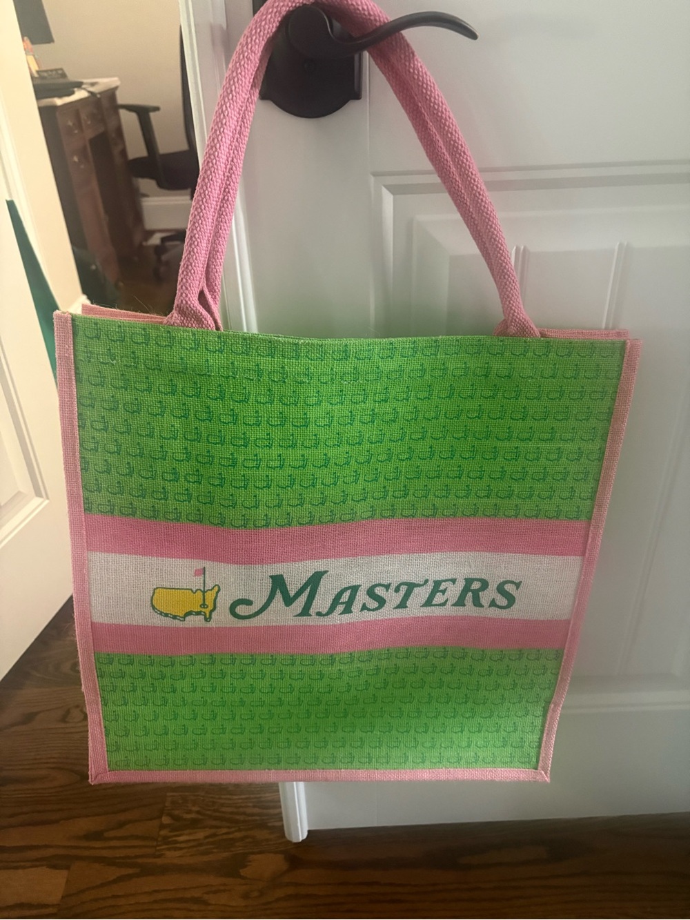 Masters Pink and Green Logo Tote Bag